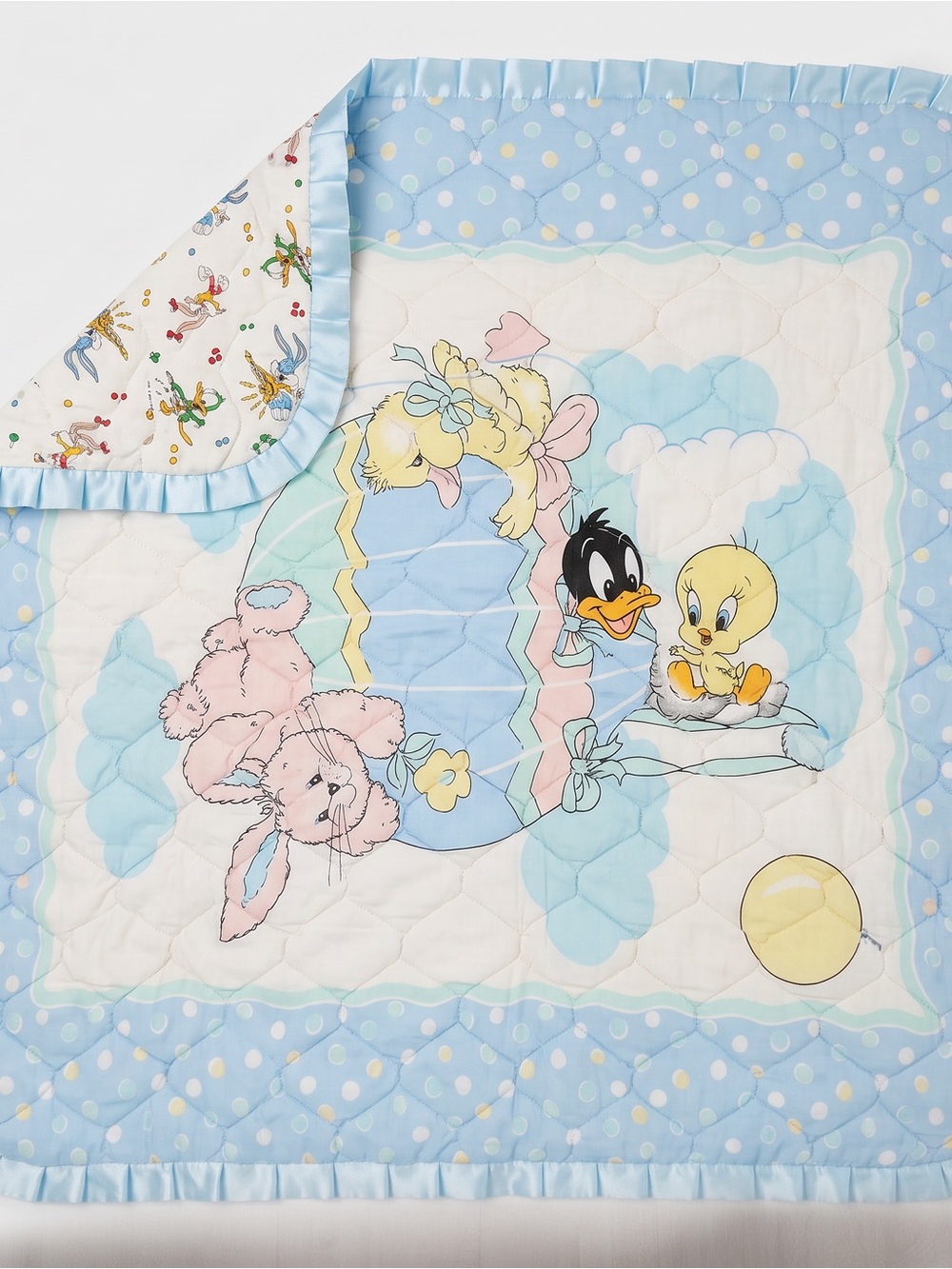 Baby Bedding Quilt - Blue Cartoon Character Nursery Blanket